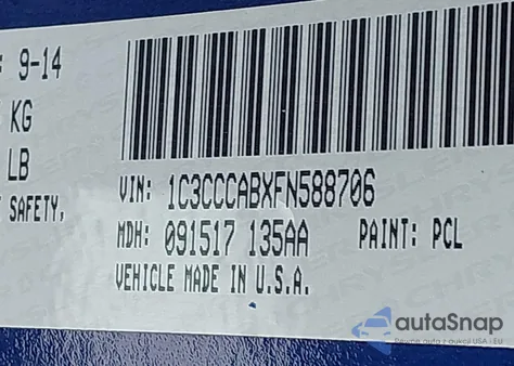 2015 Chrysler 200 Limited z USA, uszkodzony, nr VIN 1C3CCCABXFN588706